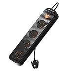 Portronics Power Plate 12 Extension Board with 4 Universal Sockets, 2 Meter Long Cord, 1500 Watt, Fireproof Material, Multi Plug for Home Appliances (Black)- Amazon