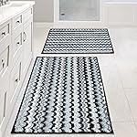 Cortina Microfiber Striped Design Anti-Skid Bath Mats | Soft & Super Absorbent Mats for Shower | Washable, Non-Slip & Quick-Drying Mats, 40×60 CM | Pack of 2 (Black/Blue)- Amazon