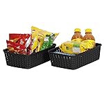 Cutting Edge Essentials Multipurpose Storage Baskets, Bin Plastic Organizer for Kitchen Fruits, Vegetables, Bathroom, Stationary items, Countertops, Cabinets, Set of 2, Black – Mini- Amazon