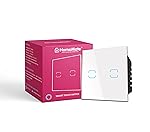 HomeMate® WiFi+BLE 2-Way 2 Gang Touch Switch | No Hub Required | Dry Contact Switch | Home Automation | Compatible with Alexa and Google Home (1, White)- Amazon