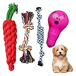 emily pets Dog Toys Set Dog Rubber Chew Toys, Rope Toys, Squeaky Toys All-in-One Set Dog Toys for Small to Medium Dogs (Pack of 4, Color May Vary)- Amazon