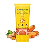 Mamaearth Ultra Light Indian Sunscreen with Carrot Seed & Turmeric | SPF 50 PA ++++ | UVA & UVB Protection | Tan Protection | No White Cast | Non-Greasy & Quick Absorbing | Super Lightweight | Suits All Skin Types | In-Vivo Tested | 80 g- Amazon