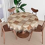 Kuber Industries Round Table Cover | Table Cloth for Round Tables | 4 Seater Round Table Cloth | Chatai Kitchen Dining Tablecloth | 60 Inch | Brown-Polyvinyl Chloride (PVC)- Amazon