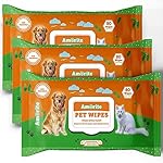 Anti-Bacterial 240 Count Pet Wipes with Fresh Apple Scent for Dogs, Puppies & Pets (Pack of 3) Suitable for All Types of Pets’ Dry Bathing, Daily Care, Paw Cleaning Wipes- Amazon