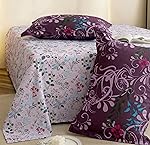 BSB HOME 180 TC Pure Cotton Double Bedsheet with 2 Contrast Pillow Covers, Soft Breathable Skin-Friendly Printed Bedding Set, Durable All Season Bed Linen – 90 x 100 Inches (Mulled Wine)- Amazon