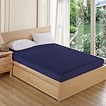 AVI Cotton Feel Terry Soft Waterproof Bed Mattress Protector Single Size 78×36 inch | Washable Breathable Elastic Fitted Mattresses Cover for Single Size Bed (6.5×3 feet, Navy Blue, Fit On 2-10 Inch)- Amazon