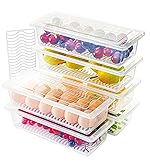 Story@Home Fridge Storage Boxes – Set of 6 | Plastic Kitchen Storage Box, Fridge Storage Containers, Food Storage Container Set with removable Drain Plate & Lid | Storage Box and Organiser | Clear- Amazon