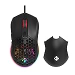 Cosmic Byte Firestorm RGB Wired Gaming Mouse, 67 Grams, 12400DPI, 1000Hz Polling, Pixart 3327 Sensor, 10M Switches, Paracord Cable, Software Support Upgraded PTFE Feet (Black)- Amazon