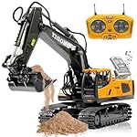 JETRA Remote Control Excavator RC Digger Toy for Boys,11 Channel Hydraulic Excavator Turns 680 Degree,Construction Toys with Metal Shovel, Lights,Sounds,1 Rechargeable Batteries- Amazon