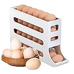 Egg DispenserAutomatic Rolling Egg Tray Organizer, Holds 28 Eggs Simultaneously, Space Saving Refrigerator Egg Roller,Works in The Dining Table, Kitchen, Cabinets, and Refrigerator (White)- Amazon
