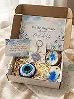 Mother’s Day GiftBox for Mom – Evil Eye Theme Care Package with Soy Wax Tin Candle, Keychains, Ocean Resin Wax Sachet & Greeting Cards- Amazon