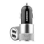 Ambrane 12W Fast Car Charger, Dual USB Output, Multi-Layer Protection, Fast Charging, Compatible with All Cars, Without Cable for All Mobiles & Other USB Enabled Devices (ACC74, Black & Silver)- Amazon