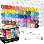 SHUTTLE ART 50 Colors Dual Tip Art Markers,Permanent Marker Pens Highlighters with Case Perfect for Illustration Adult Coloring Sketching and Card Making- Amazon