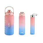 CELLO All Day Set of 3 Pieces Water Bottles Daily Use, Pink (310ml, 790ml, 2085ml) | BPA Free Leakproof Lightweight Easy to Carry Different Sizes Water Bottle For School, Workout, Gym & Office- Amazon
