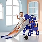 Kidsmate Unicorn Slide for Kids with Basketball Hoop | Baby Slides Indoor Outdoor Playset for Kids 2 Years+ | Safe & Sturdy Slider Toy | Fun Activity Children Sliding for Boys & Girls – Orange- Amazon