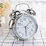 Buqaro Alloy Steel, Glass Twin Bell Edition Vintage Look With Night Led Display Table Alarm Clock ((Silver)) – Digital, 3.15 X 1.5 Inch- Amazon