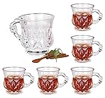 bellemax 160ML Premium Glass Tea and Coffee Cup Glass Mug, Transparent,Glass Cups Set for Milk Cup, Hot/Cold Drinks Cups, Herbal Tea, Green Tea, Lemon Tea Cup Set of (6)- Amazon