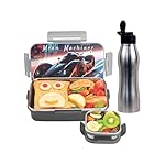 SIGNORA WARE Delight C Nugget Stainless Steel Printed Lunch Box Set for Kids | Airtight Lid with Clip Lock | Compact & Sleek Size | Great for Picnics & Outdoors (700ml + 130ml + 750ml Bottle | Grey)- Amazon
