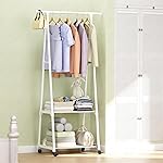 Lukzer A-Shape MGR-010/White Garment Rack | Metal Clothes Hanging Stand with 2 Bottom Shelves, Portable Closet Organizer for Bedroom, Clothing Storage Rack for Living Room,160x55x42cm- Amazon