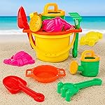 Zest 4 Toyz Beach Toy for Kids | 7 pcs Sand Bucket, Spade, Rake, Watering Can, Moulds & Sifter | Outdoor Garden & Beach Play Toy Kit for Boys & Girls Age 3+ (Random Color)- Amazon