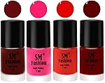 Nail Polish Combo Set (Pack of 4) Quick Dry Gel Finish Nail Paint | Wine Red,Deep Pink,Fire Orange,Dark Red | 7 ml Each- Amazon