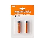 Amazon Basics AAA Rechargeable 750 mAh Batteries | Ready-to-use | Pre-Charged Ni-MH Batteries (Pack of 2)- Amazon