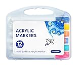 INOG Acrylic Paint Marker Pens Water-Based Medium Point Permanent for Rocks Painting, Ceramic, Glass, Wood, Fabric, Canvas, Mugs, DIY Craft Making Supplies – Set of 12 Colours, Multicolor- Amazon