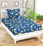VAS COLLECTIONS Premium 3D Printed 144 TC Microfiber Single Bedsheet with 1 Pillow Covers (220X152 cm) Light Purple & White- Amazon