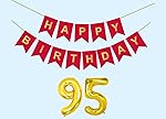 95th Happy Birthday Decoration Kit Red for 95 year Old Men with Number Ninety-five Party Decorations Decor Celebration Items Item Set Combo Reusable Paper Banner- Amazon