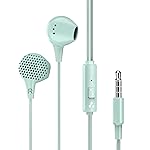 Ambrane Wired Earphones with Mic | 3.5Mm Audio Jack | 14Mm Driver for HD Sound & Deep Bass | Tangle-Free 1.2M Cable | in Ear Comfort Fit | Compatible with Mobiles, Tablets, Laptops, Pcs (EP-83 Green)- Amazon