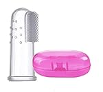 Baby Silicone Finger Toothbrush with Tongue Cleaner & Storage Case | BPA-Free Soft Brush for Newborn Oral Care, Gum Massage & Teething Relief | Safe Finger Toothbrush for Infants & Toddlers (Multicolor, Pack of 1)- Amazon