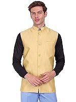 SKAVIJ Men’s Indian Dupion Silk Sleeve Less Festive Nehru Jacket Waistcoat- Amazon