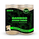 Beco Bamboo -2 Ply Kitchen Tissue/Towel Roll | 240 Pulls (60 pulls x 4 Rolls) | 100% Eco-Friendly – Pure Bamboo Pulp |Soft & Super Absorbent | Food Safe & Chemical Free Tissue Papers- Amazon