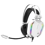 TAG Gamerz Titan RGB White Over-Ear Gaming Wired Headphone | Soft Ear Cups | 50mm Neodymium Driver | 3.5mm Audio | 2m Cable | Flexible Mic for Calling | Suspension Headband | 3.5mm + USB Connector- Amazon