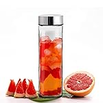 Vasukie Glass Water Bottles, Glass Fridge Water Bottle with Steel Cap, Wide mouth Leak proof & detox water bottle glass, water bottle for fridge, fridge bottle 750 ML (1 BOTTLE)- Amazon