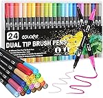Corslet 24 Colors Dual Tip Colored Brush Pens Art Marker Set Fine Point Calligraphy Markers for Artists Pen Set Journal Pens for Adult Coloring Books Markers Set (Set of 24)- Amazon
