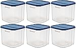 Floraware 4.5 Litres Modular Multi-Purpose Plastic Containers with Lid for Kitchen Storage | Food Grade BPA Free Leak Proof | Spices Atta Grains and More Organizers Set 6 (4500ml, Blue)- Amazon