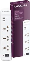 BAJAJ 3-WAY SPIKE GUARD 3 SOCKET & 2 USB 3  Socket Extension Boards (White, 3 m, With USB Port)- Flipkart