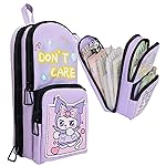 FunBlast Pencils Cases for Girls, Large Capacity Hangable Triple Layer Canvas Pencil Case, Cute Cartoon for Girls, Kawaii Pencil Case (Purple-B)- Amazon