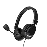 amazon basics USB Gaming Wired On-Ear Headphones with Detachable Mic, with Blue LED, Windows Software, Simulated 7.1 Surround Sound, 2.4 Meter Braided Cable Flexible Padded Ear Cushions(Black)- Amazon