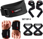 LIKEPRO Kit Set of 4 – Weightlifting Belt, Wrist Wraps, Lifting Straps & Figure 8 Straps Weight Lifting Belt (Black)- Flipkart