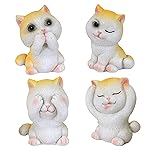 Cortina 4 Pcs White Yellow Cute cat Miniature Figurines Showpiece for Him/Her, Home Decor, Table, Car Dashboard, Bedroom,Cake Decoration Items | Birthday Return Gift, Festive Decor (Multicolor)- Amazon