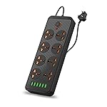 Portronics Power Plate 7 with 6 USB Port + 8 Power Sockets Power Strip Extension Board with 2500W, 3Mtr Cord Length, 2.1A USB Output(Black), 250 Volts- Amazon