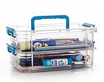 UCRAVO 2 Layer Plastic Storage Containers with Lids, Multipurpose Clear Stack & Carry Box, Portable Craft Organizers, and Storage Bin for Organizing Arts & Crafts, Sewing, stationery box,(MultiColor)- Amazon