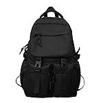 Glowic Black Backpacks for Men & Women | Stylish, Durable, Multi-Pocket Travel & Laptop Bags with Buckle Straps- Amazon