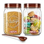 MILTON Vintage Plastic Storage Jar and Container Set, Airtight & BPA Free Containers for Kitchen Storage, Grocery Kitchen Container Stoarge, Multipurpose Transparent Jar, 1000 ML Each, Set of 2- Amazon