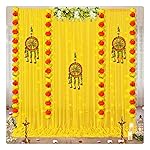 Shimmers Festive Decoration Kit Set of 12 | Marigold Garlands, Dream Catcher Wall Hangings, Yellow Curtains & Hooks | Traditional Backdrop Decor for Diwali, Pooja, Housewarming & Home Celebration- Amazon