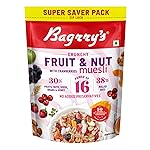 Bagrry’s Crunchy Fruit & Nut Muesli with 30% Real Fruits, Nuts & Seeds– 750G | 16 Real & Freeze Dried Fruits, Nuts, Seeds & Berries Muesli | No Candy | 38% High Fibre Oats, No Cornflakes | Fibre & Protein Rich Breakfast Cereal- Amazon