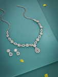 Anouk Silver Studded Choker Necklace Set with Drop Earrings Jewellery Set- Myntra