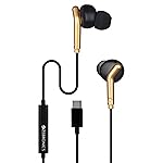 ZEBRONICS Type-C Wired Earphones, in-Line MIC, Deep Bass, 1.2m Cable, 10mm Neodymium Driver, Light Weight, in-Ear Design, Compatible with Mobile, Tablet, Laptop (Bro C, Black+Gold)- Amazon